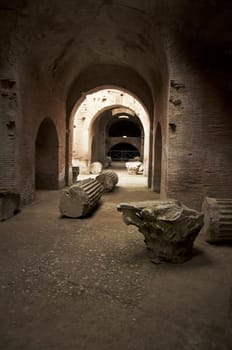 backstage of roman amphitheatre in Pozzuoli, Naples, Italy