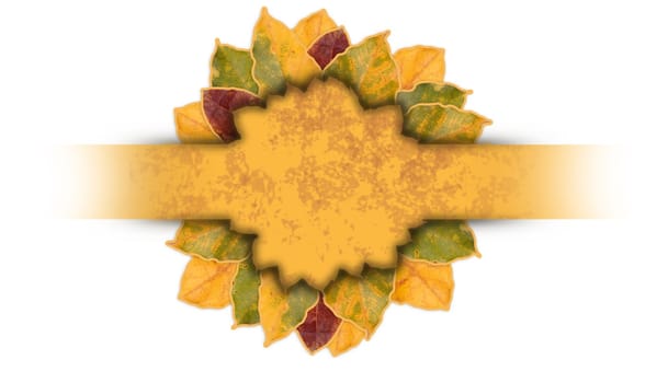 Beautiful frame of yellow and orange autumn leaves with grungy copy space to write yoru message.