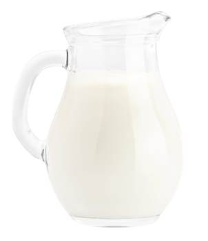Milk in pitcher isolated