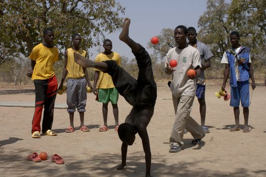 Bobo Dioulasso, Burkina Faso- February 23, 2005:African children playing in the center Recovery Center.Hhouse of detention alternative to prison, which houses children in conflict with the law and prepare them for reintegration into society.