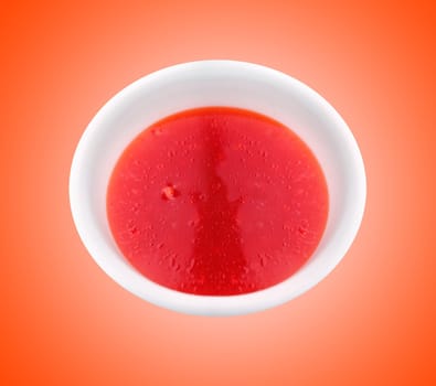 Delicious vegetable tomato soup closeup with clipping path