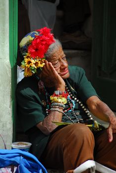 La Havana, Cuba- February 19, 2009: A poor old woman alone in the streets of Havana. There are many people who ask for alms in the Cuban capital