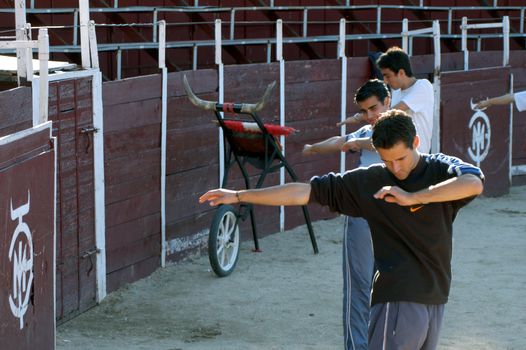 Madrid,Spain- October 19,2005: Boys are training at the school of Taurine Madrid