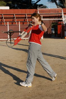 Madrid,Spain- October 19,2005: Girl are training at the school of taurine Madrid