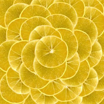 Slices of vibrant lemon arranged one above another and can be used as backgrounds