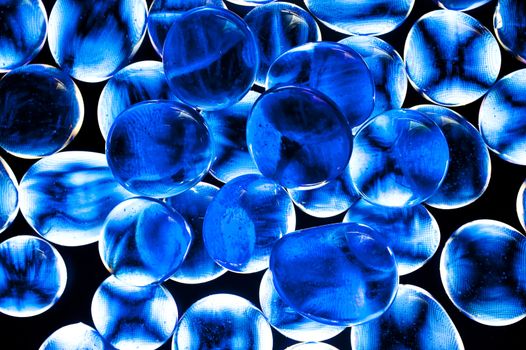 close up of blue glass beads