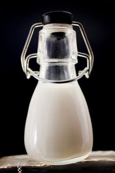 close up of a milk bottle