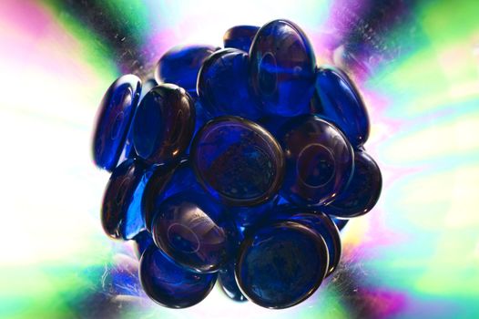 close up of a blue glass beads