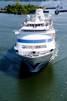cruiser in lock of holtenau / kiel canal