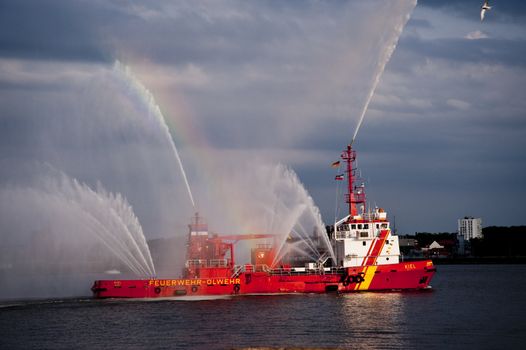 Cruiser in the port of Kiel, Germany