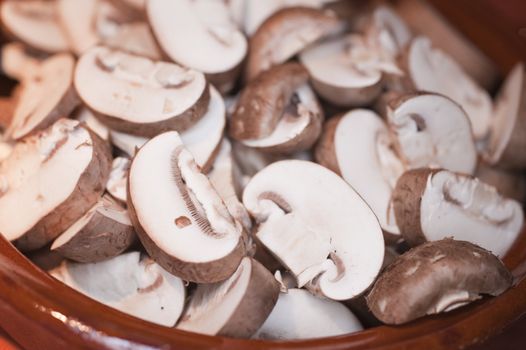 close up of sliced mushrooms