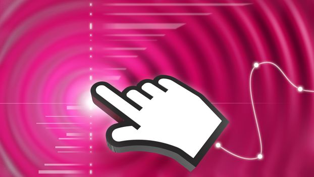 abstract ripples and cursor hand touch center of circles