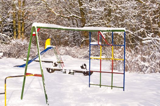 Snow covered playground