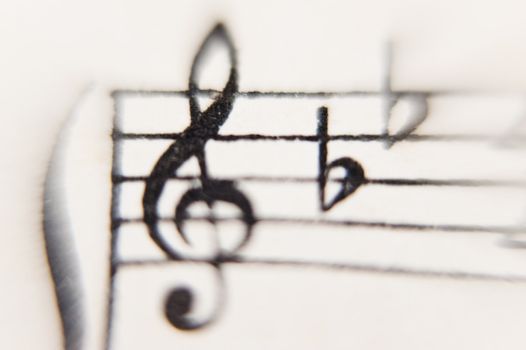 close op of a sheet of music