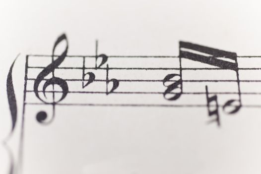 close op of a sheet of music