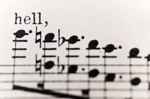 close op of a sheet of music