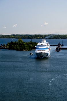 cruiser in lock of holtenau / kiel canal