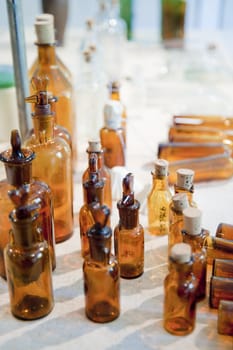 old bottles of a pharmacy