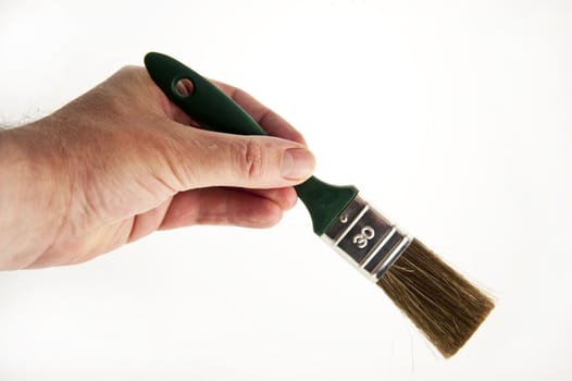 close up of a hand with brush