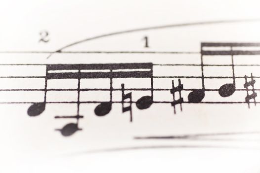 Close up of a sheet of music