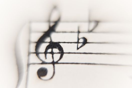close op of a sheet of music