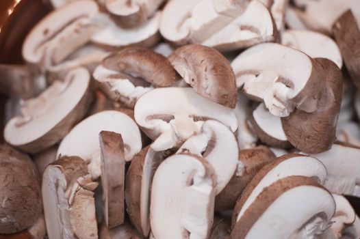 close up of sliced mushrooms
