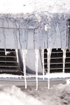 icicles on a car