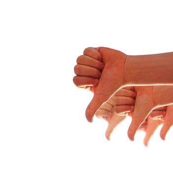 men's hands make thumbs down