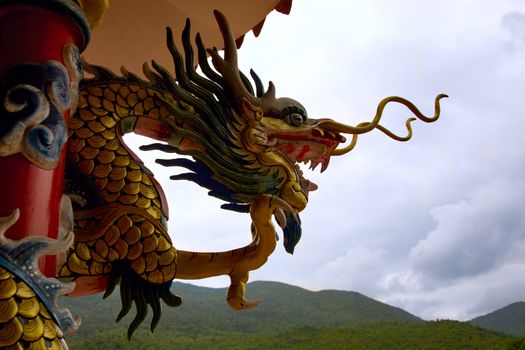 Colorful Dragon statue at Koh Phangan in Thailand