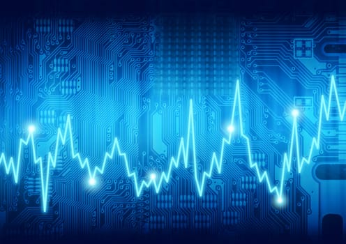 Digital graphic computer circuit board heartbeat pulse rate