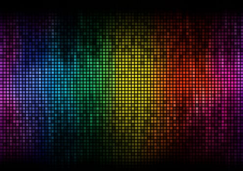 Digital equalizer color pixels amplitude level display disco effect