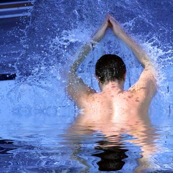 young attractive man relax in spa area