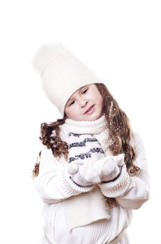 Winter Pleasant Girl in Cap and gloves