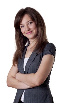 portrait of young business woman, isolated on white