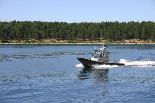 Coast guard boat on the sea