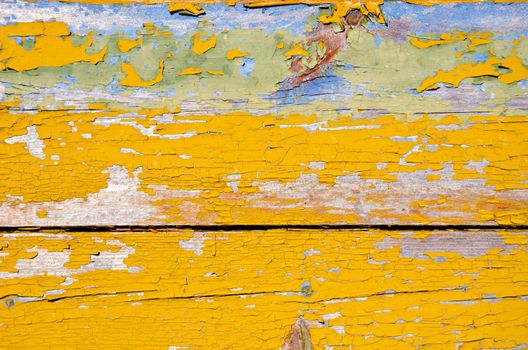 background of peel retro vintage grunge wooden wall planks of building painted in yellow.