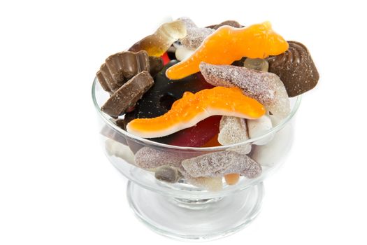 Picture of a glass bowl with assorted candy in it