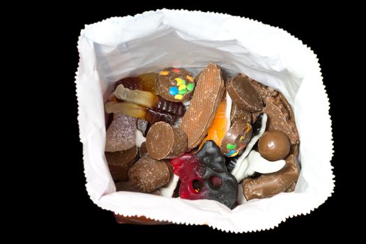 Picture of some assorted candy in a candy bag