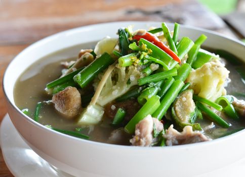 A savoury thick soup made from spices and vegetables