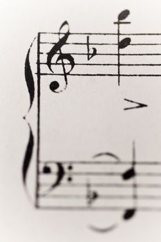 close op of a sheet of music