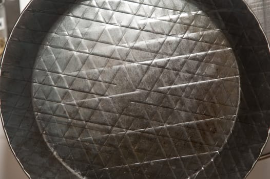 close up of an iron pan