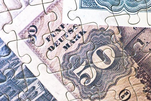 Close up of a money puzzle
