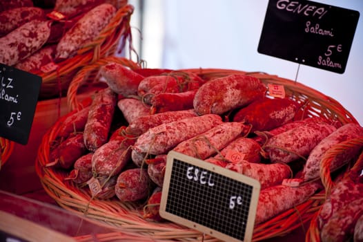 Close up of french sausages