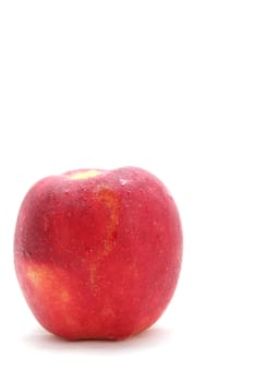 isolated Cleaned red apple with water drops on it.