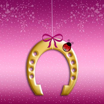 illustration of horseshoe with ladybug for luckiness