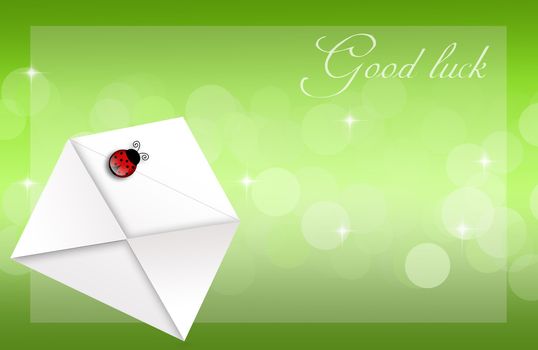 illustration of enveloppe letter with Ladybug for luckiness