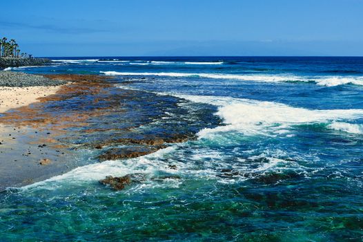 Volcanic beach in Tenerife. Nature ocean