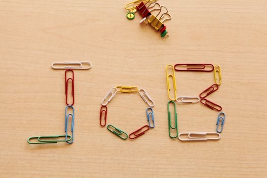 Job word made with colorfull paper clips