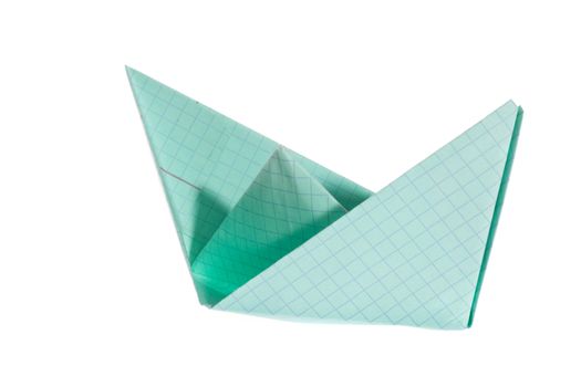 Paper ship, photo on the white background 