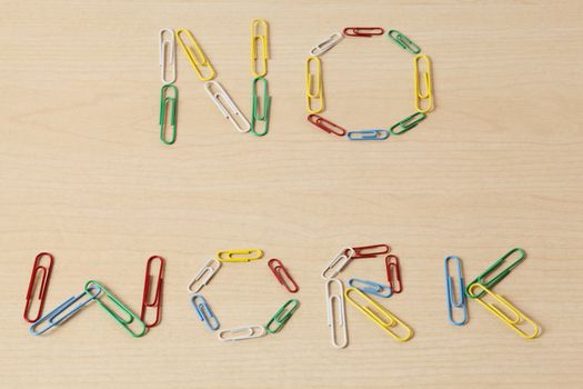 "NO WORKS" made with colorfull paper clips